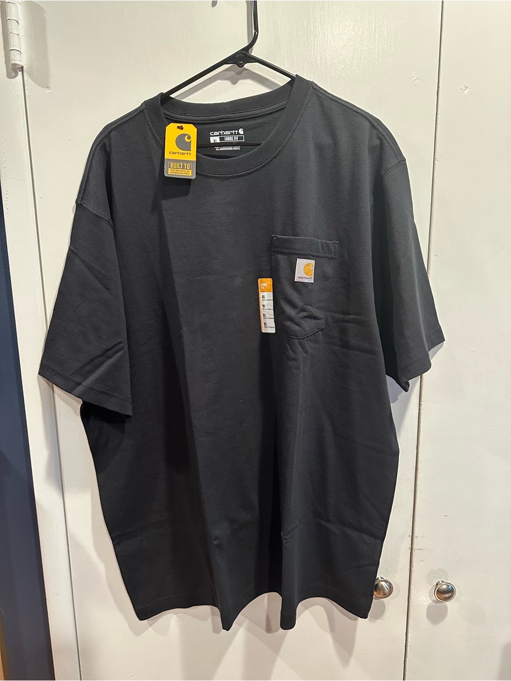 Carhartt Black Short-Sleeve Pocket Tee with Logo Patch